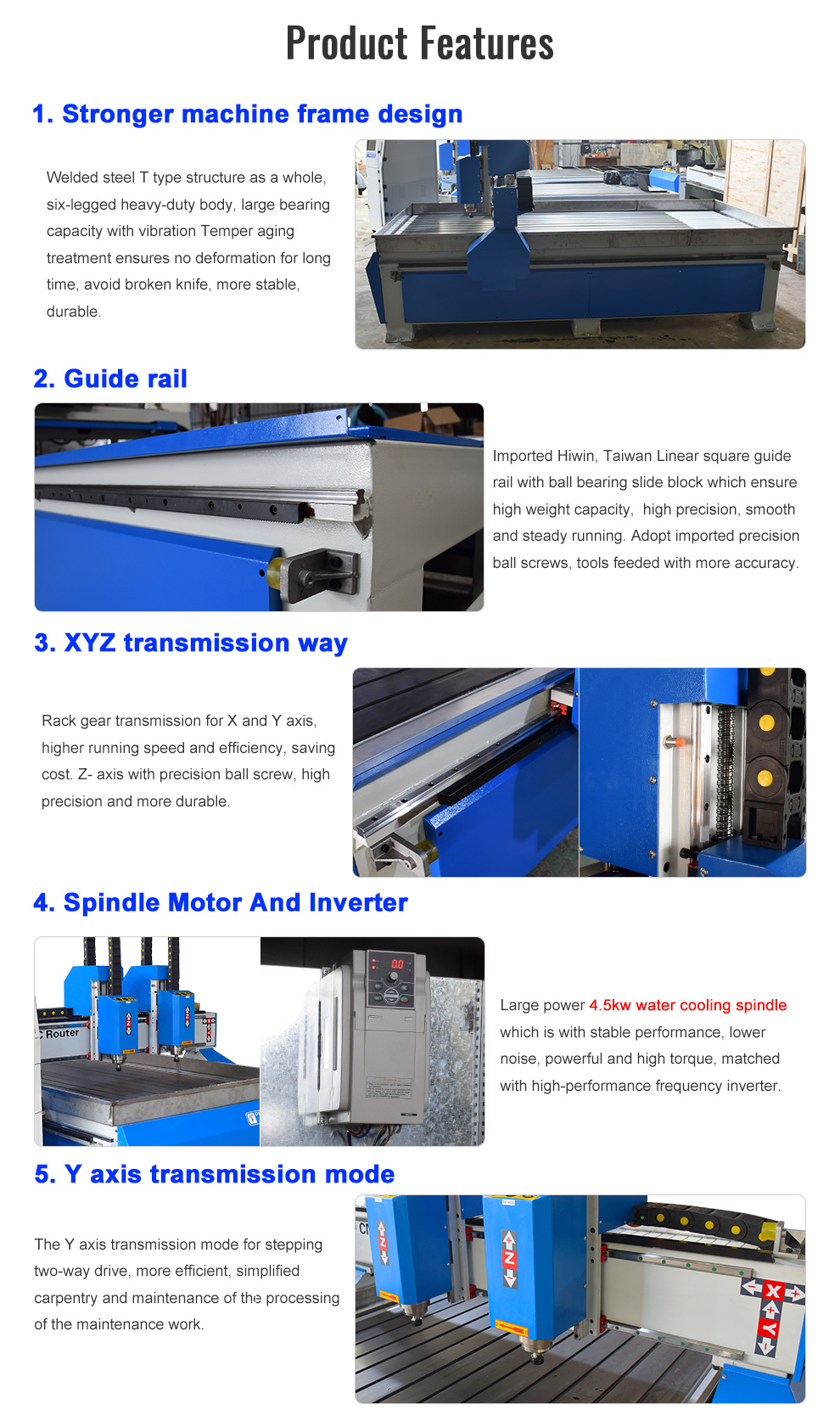 Router CNC Double Heads 3 Axis Woodworking Cutter Machine