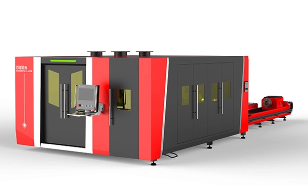 Lasersnijmachine voor vellen en buizen met palletwisselaar en deksel