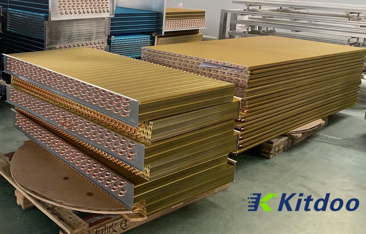 Kitdoo OEM aangepaste gouden epoxy coating aluminium vinnen luchtgekoelde verdamperspiralen