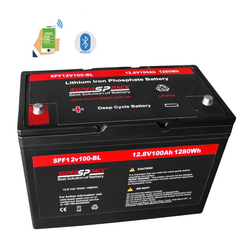 RV-huisbatterijen, 12V100Ah LiFePO4-batterij Bluetooth-versie voor RV