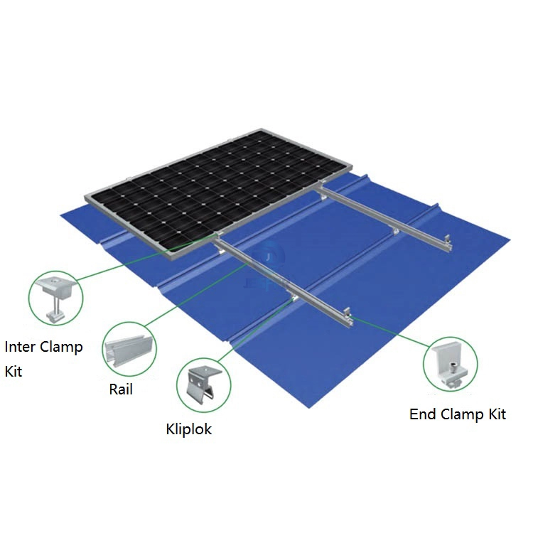 Trapeziumvormige metalen dak zonne-ondersteuningskits