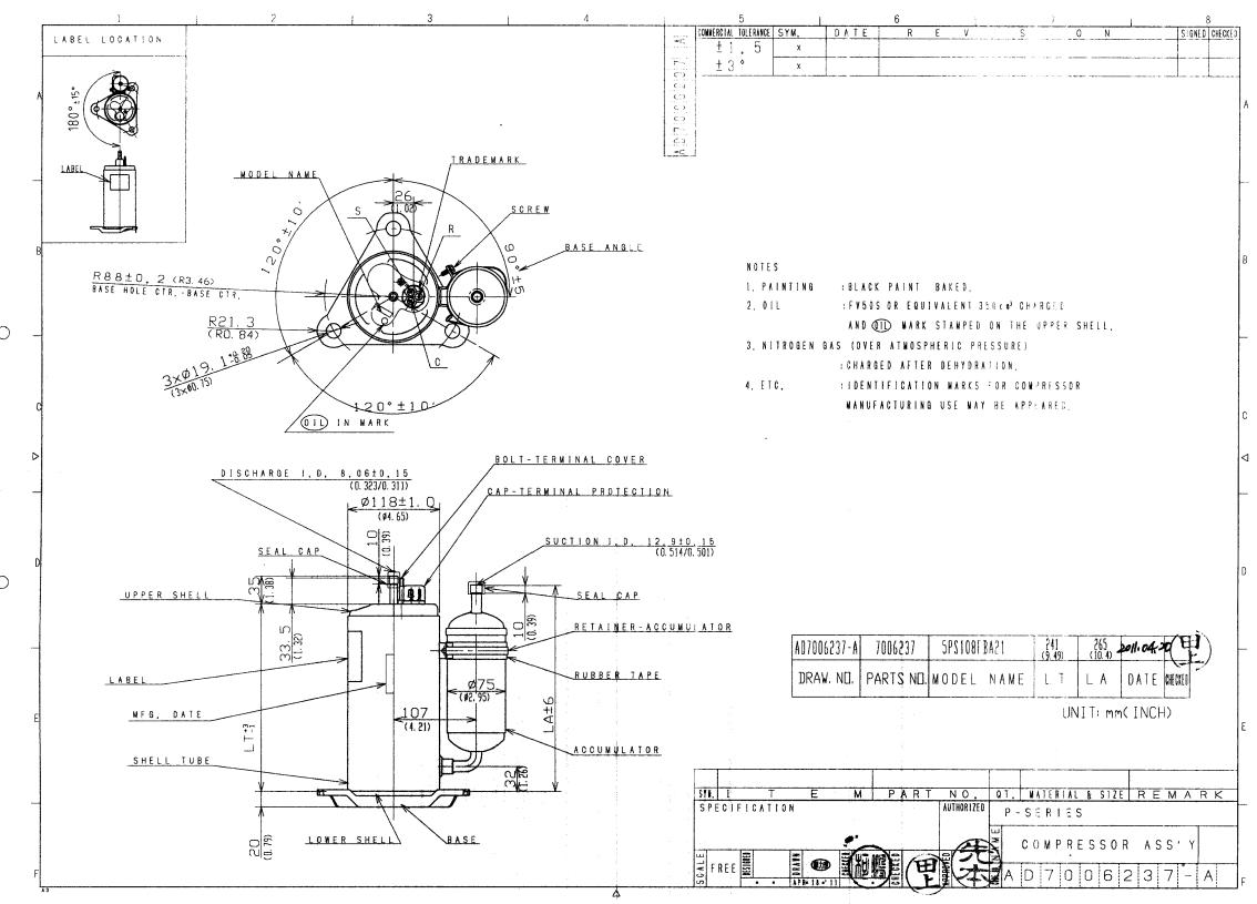 Panasonic rotary compressor specification