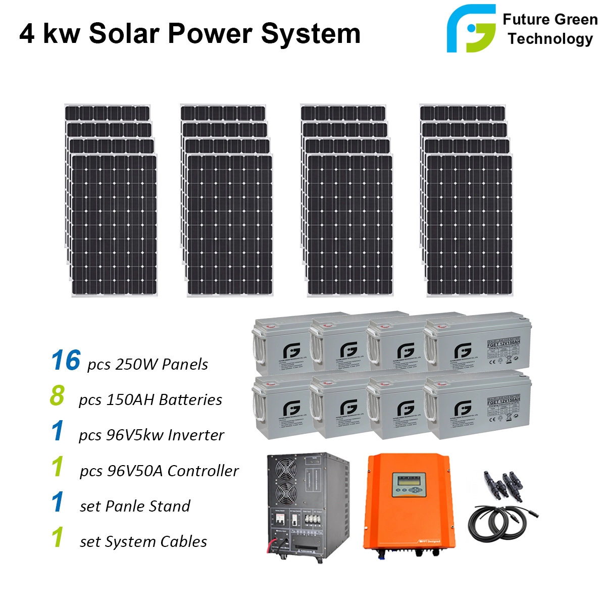 4kw thuisgebruik off-grid zonne-PV-paneel Energy Power System Kit