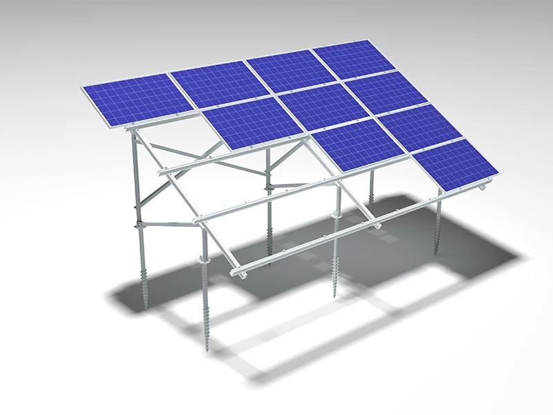 Op de grond gemonteerde stellingsystemen op zonne-energie