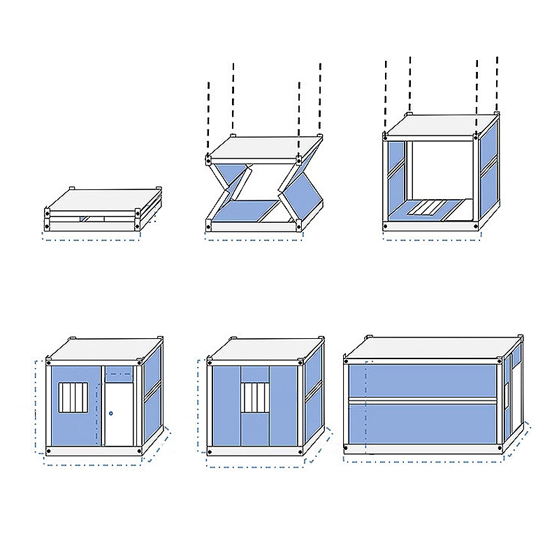 Eenvoudig te installeren opvouwbare container geprefabriceerd huis