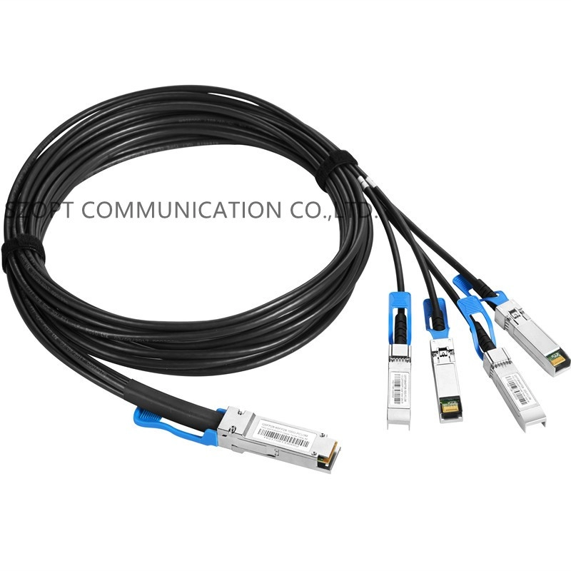 Hoge snelheid DAC-patchkabel 40G QSFP+ naar 4xQSFP+100G QSFP28 naar 4xQSFP28 direct bevestig koperen kabel