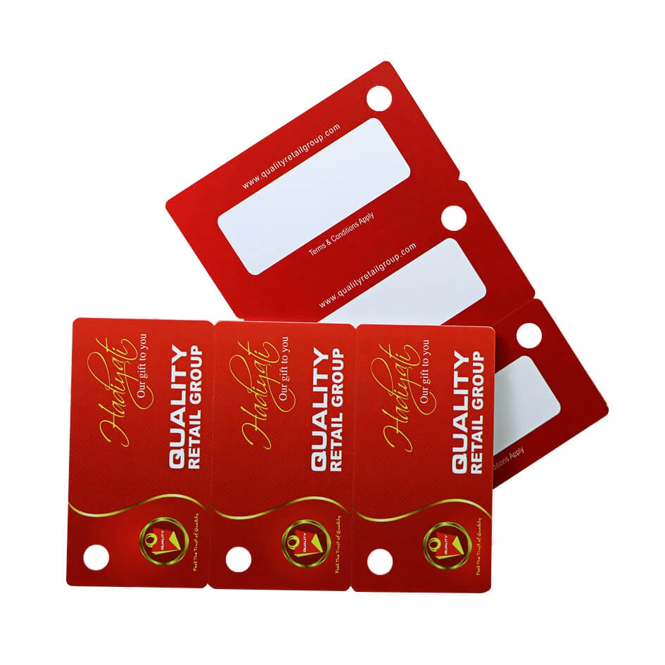 Afdrukbare CR80 30Mil 3Up Pre-Punched Key Tag PVC-kaarten voor promotie