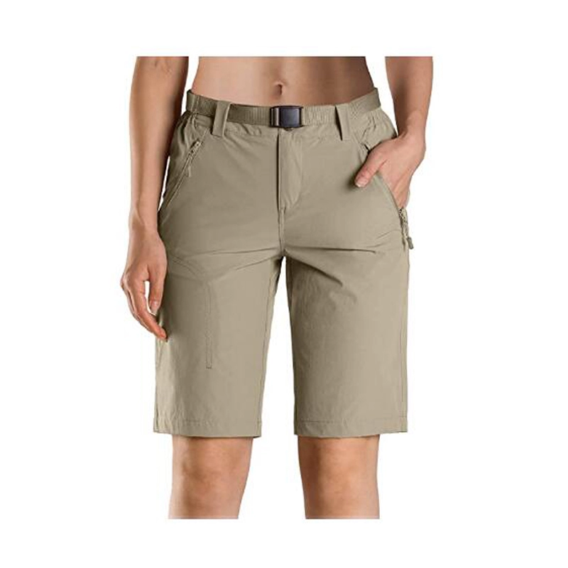 Cargoshort voor wandelen dames UPF 50+ sneldrogende nylon shorts voor buiten met riem