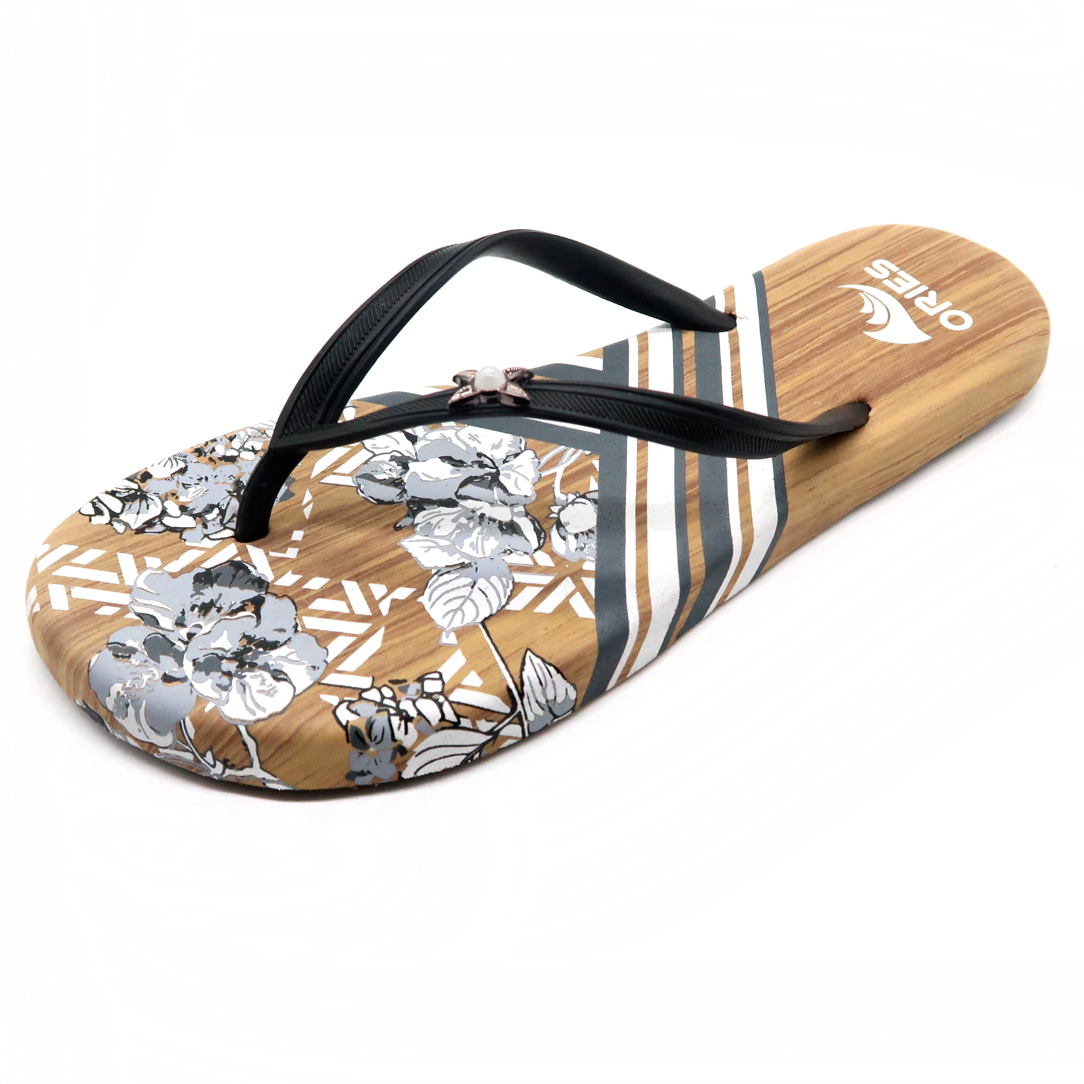 Stijlvol bloem- en houten ontwerp EVA-zoolhuis teenslippers met slippers