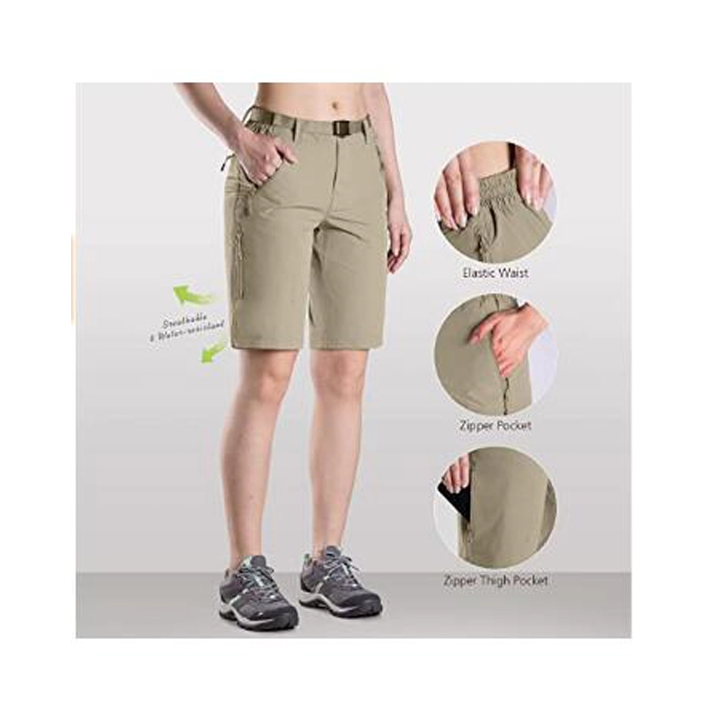Cargoshort voor wandelen dames UPF 50+ sneldrogende nylon shorts voor buiten met riem