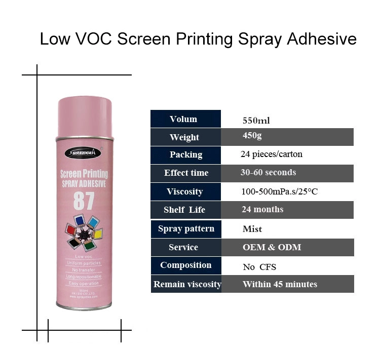 Lage VOC Lange herpositioneerbare warmteoverdracht zeefdruk Frame Craft spray lijm