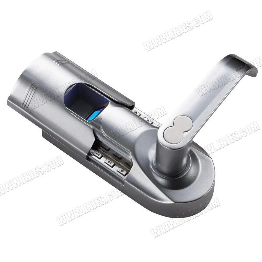 Zilveren sleutelloos biometrische vingerafdrukdeurslot met rechtse handgreep