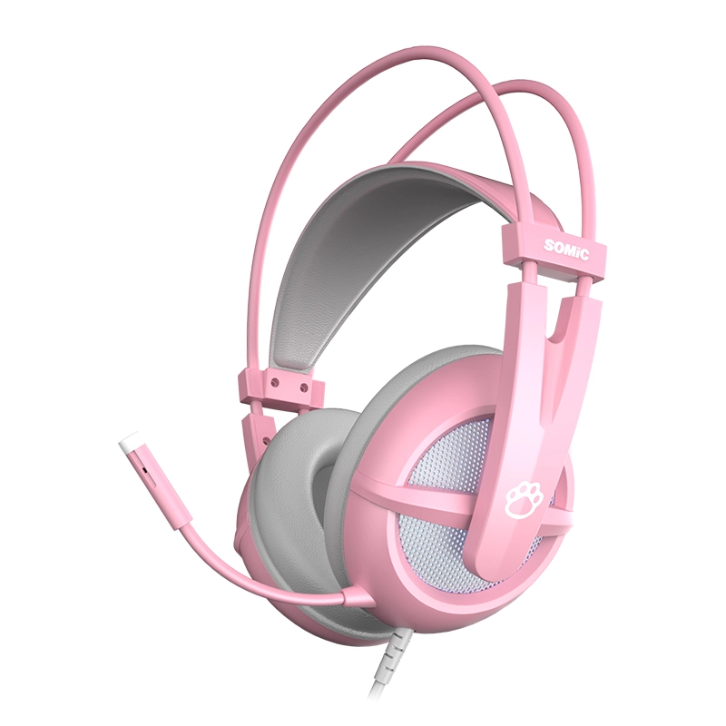 SOMIC G238 Roze bedrade koptelefoon gaming kattenoor koptelefoon voor meisjes
