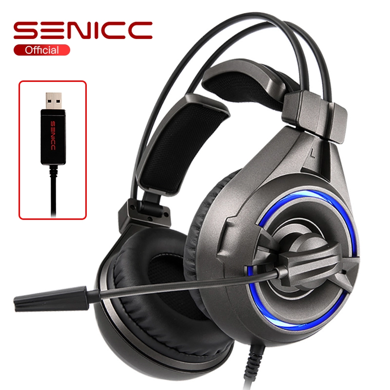 SENICC A6 Virtual 7.1 USB-gamingheadset met led-microfoon