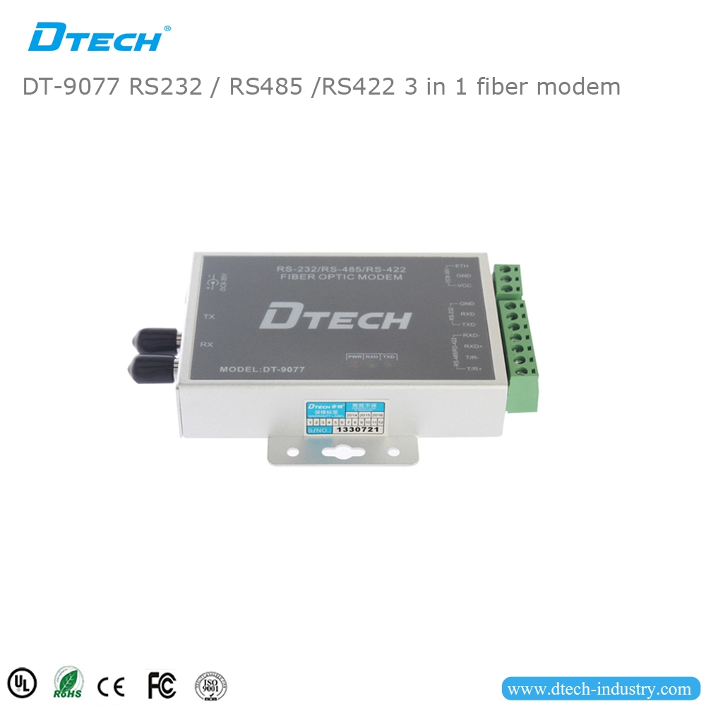DTECH DT-9077 Industriële high-speed RS232/RS485/RS422 3 in 1 glasvezelmodem Instructie
