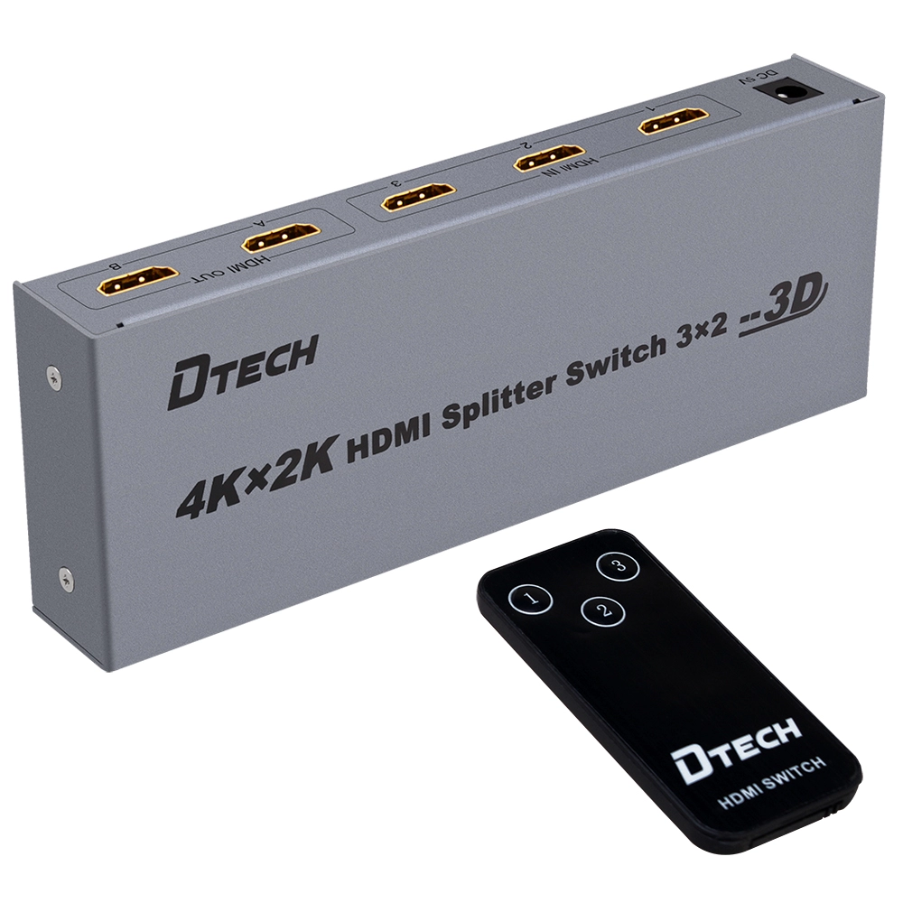 DTECH DT-7432 4K HDMI-splitterschakelaar 3 naar 2