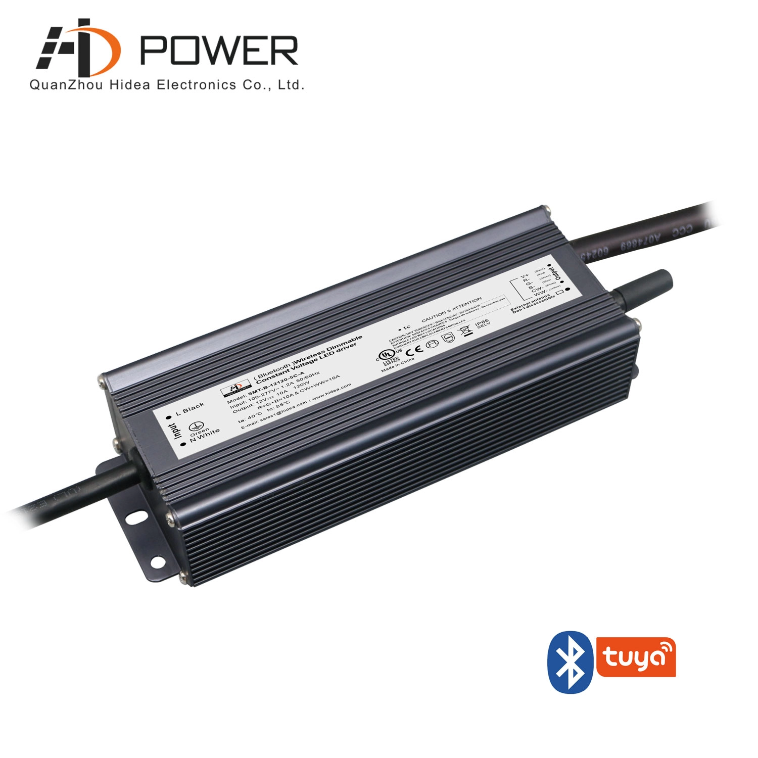 IP67 multi-channel bluetooth dimbare led-driver 120w voor RGBCW-verlichting