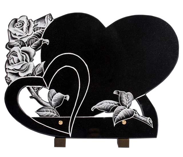 Polishing Black Granite Memorial Plaque with Rose Pattern