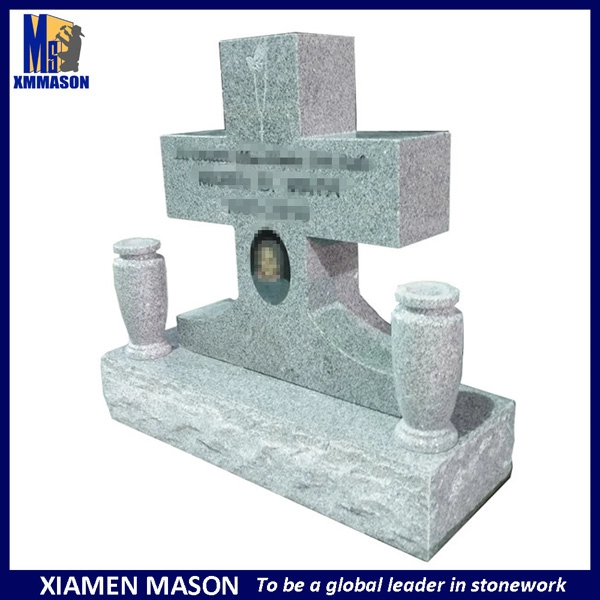 Amerikaanse stijl grijze granieten kruis grafsteen voor oma