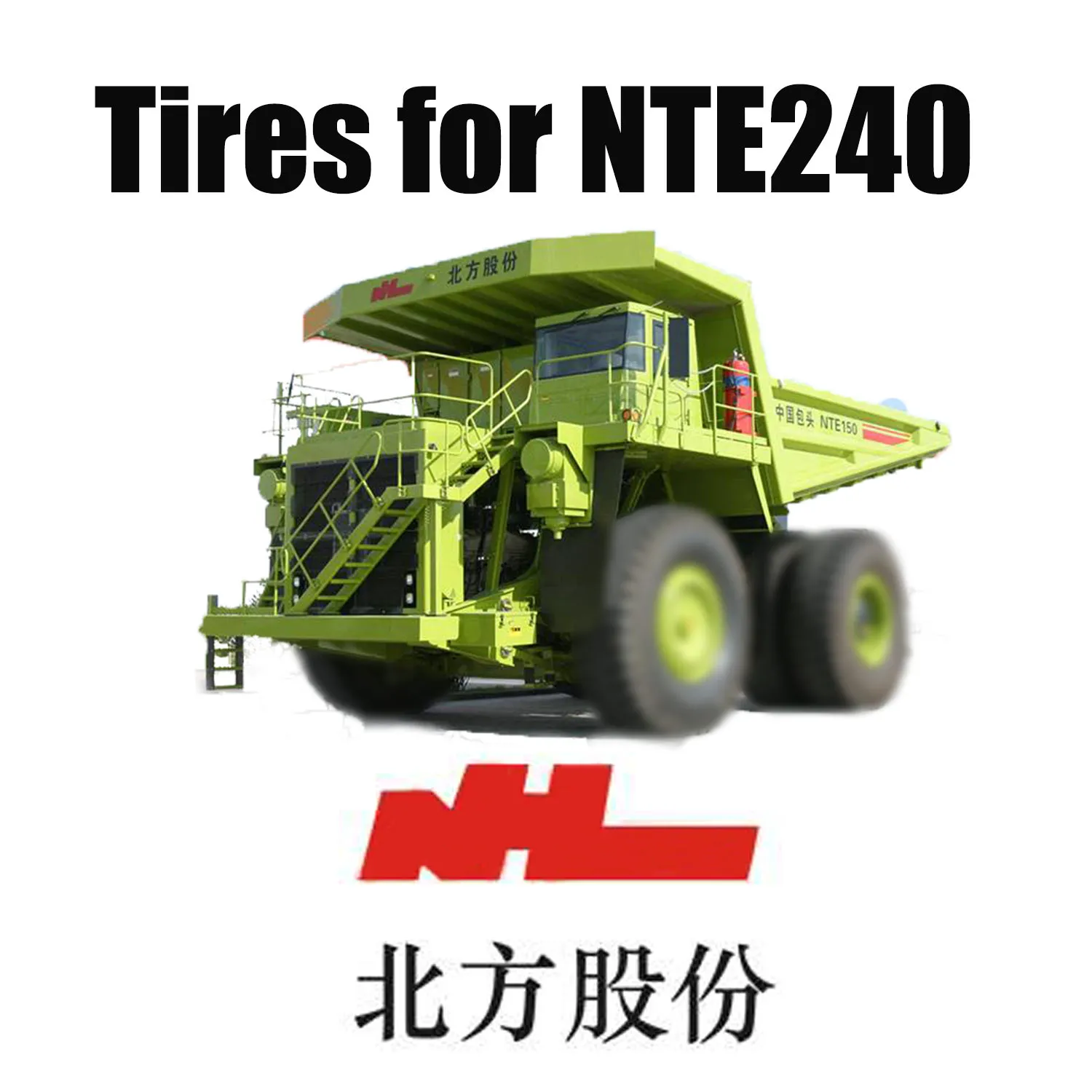 Zwaar materieel NTE 240 uitgerust met 46/90R57 off-the-road OTR-banden