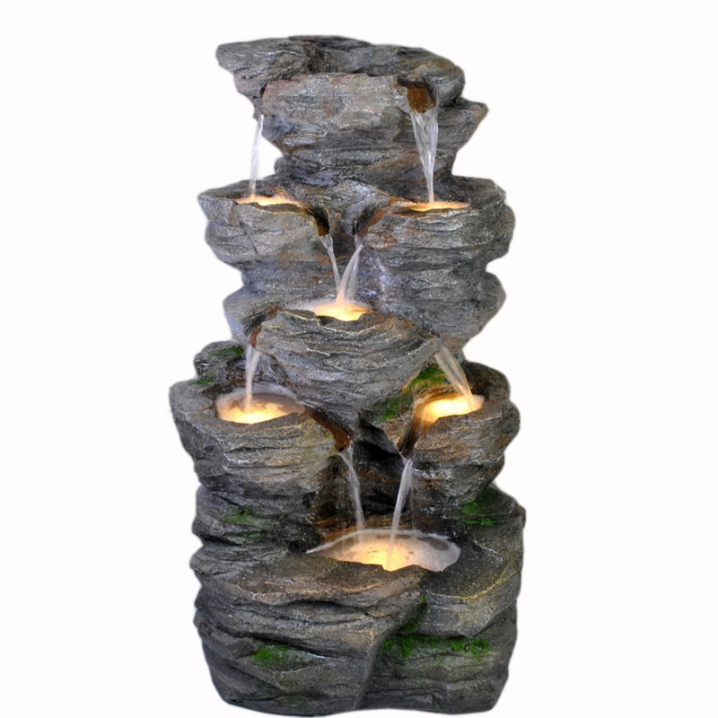 Tuin Ornament Fontein Waterval Indoor Water Feature LED-verlichting