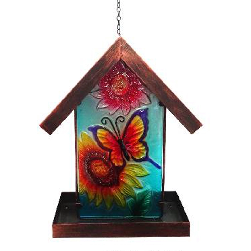 Glazen vlindervogelvoeder - buiten hangend zonne-gazonornament, tuinkunst