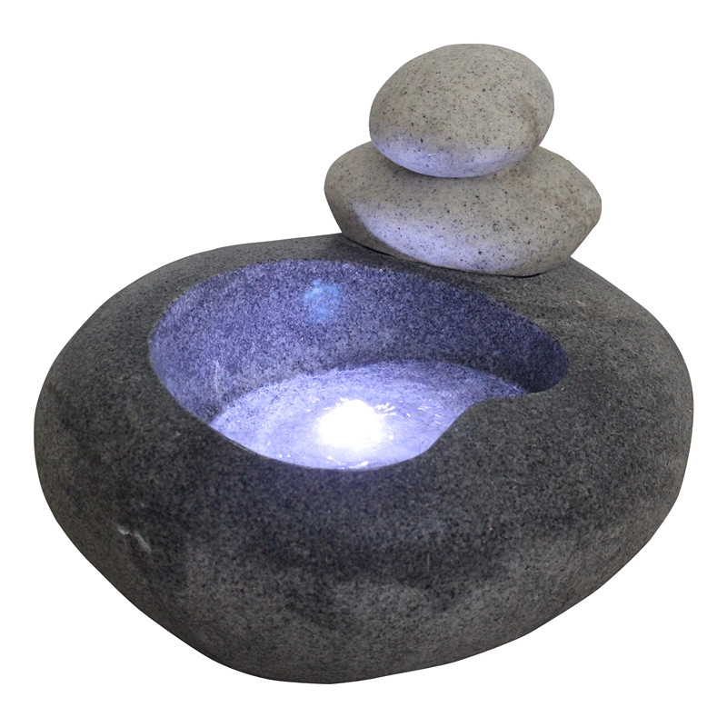 Binnen- en buitentuin Twin Pebble Stone in ovale waterfonteinen
