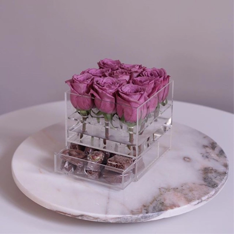 Aangepaste luxe acryl bloem rozendoos met lade