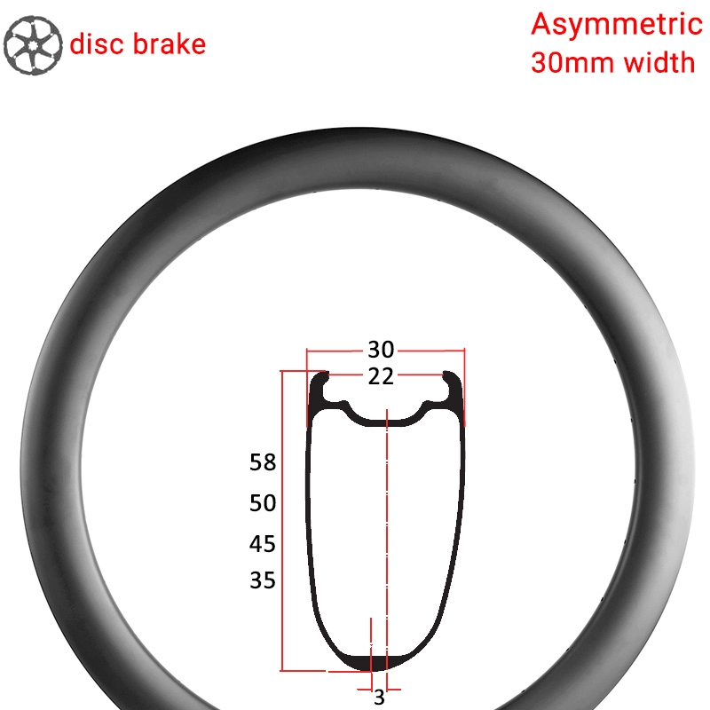 700C schijfrem asymmetrische race carbon velg