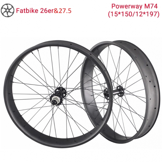 Lightcarbon 26er & 27.5 Snow Bike Wiel Powerway M74 Fatbike Carbon Wielen Met 65/85/90/75mm Brede Velgen