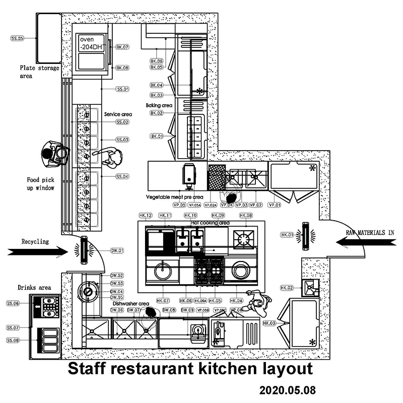 One-stop-oplossing van industriële commerciële keukenapparatuur voor hotelrestaurants: