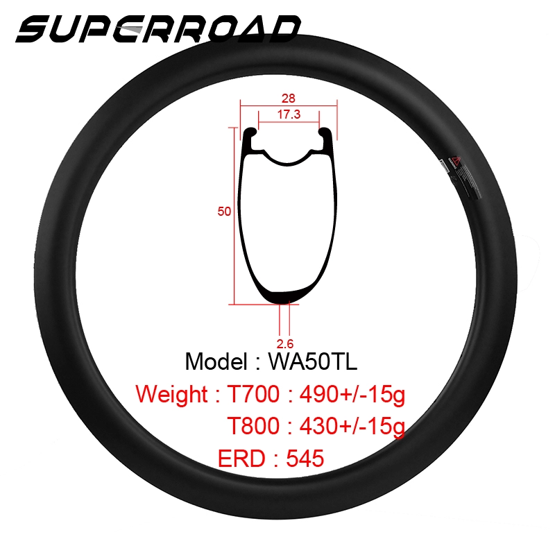 Asymmetrische Tubeless Clincher Ready Carbon Racefiets Velgen