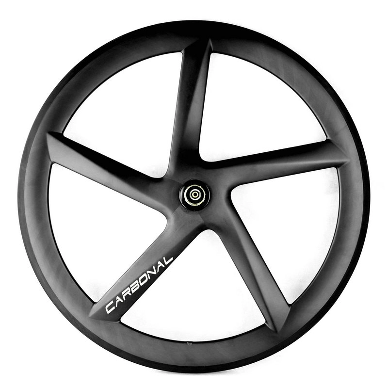 Carbon 5-spaaks wielen 55 mm diep clincher tubeless ready achterwiel