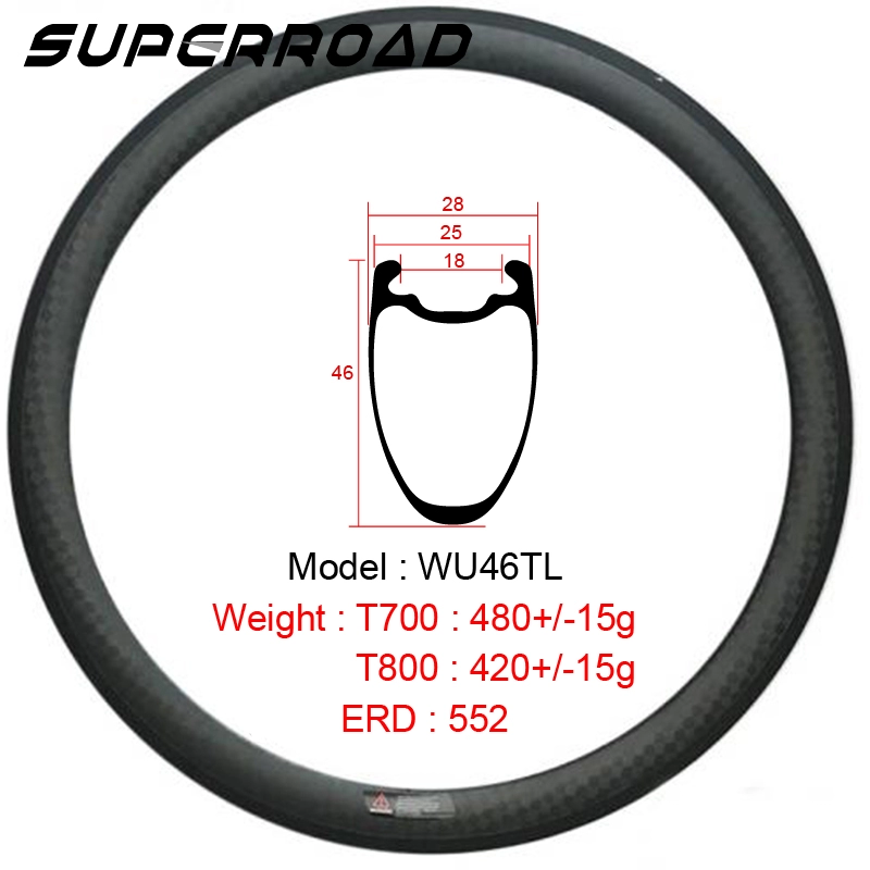 Racefiets full carbon velg 700C tubeless clincher velgen