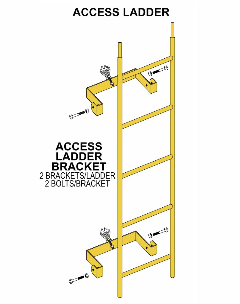 Stalen toegangsladder en ladderbeugel