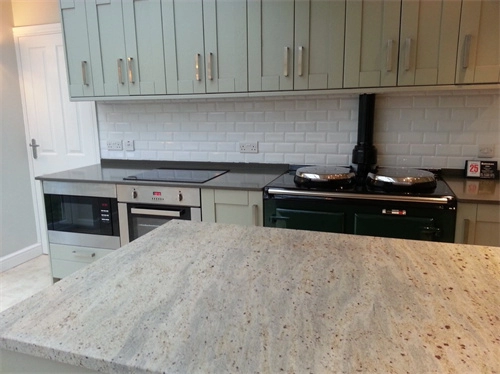 Kashmir White Granite Prefab Kitchen Countertops Vanity Island