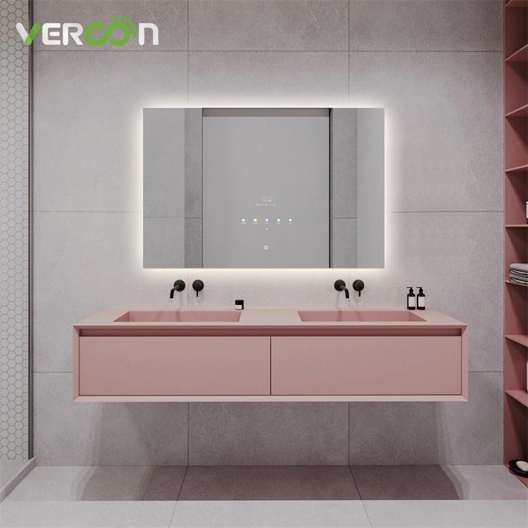 Wandhangende grote douchespiegel Instelbare helderheid Slimme LED-badkamerspiegel met touchscreen
