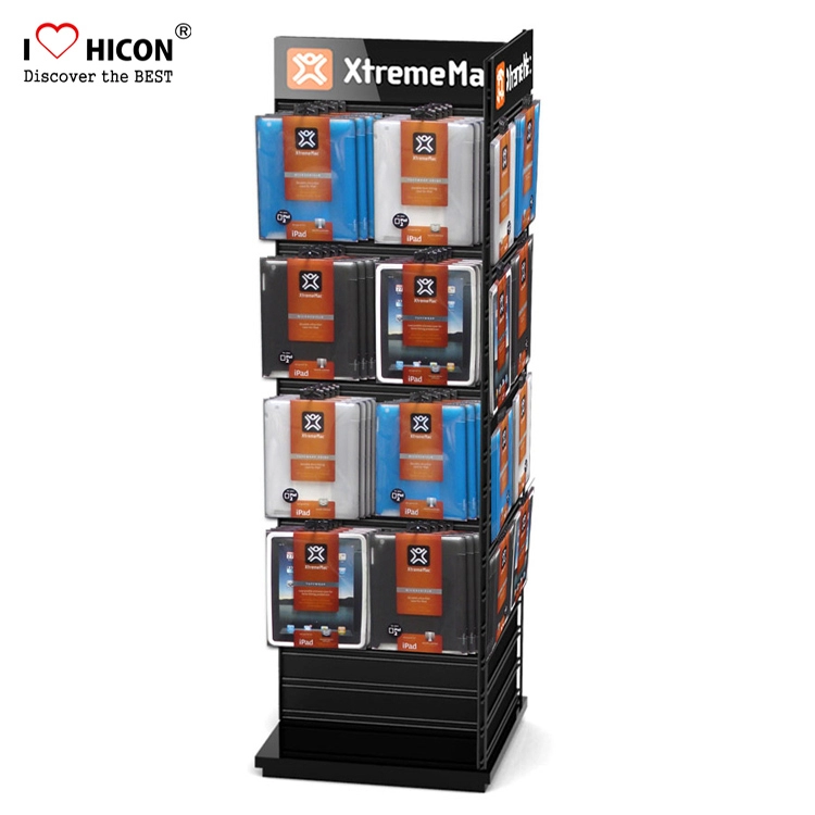 Commerciële zwarte aangepaste Slatwall-displaystandaard voor elektronische goederen