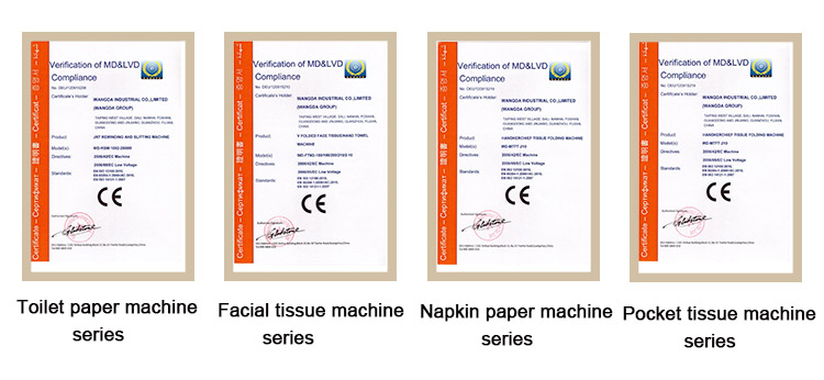 CE-certificeringen van gezichtsweefselverpakkingsmachine