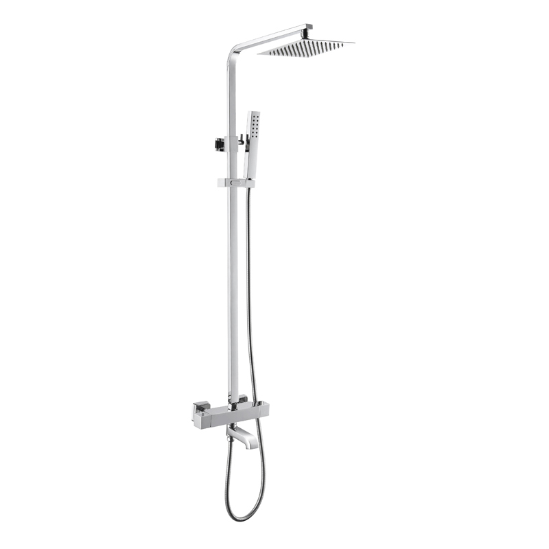 chrome cube badkamer thermostatische douchemengkraan_cube_chrome_thermostatic_shower_ mixer_Thermostatarmatur_Thermostaatkraan_NEUNAS_02212