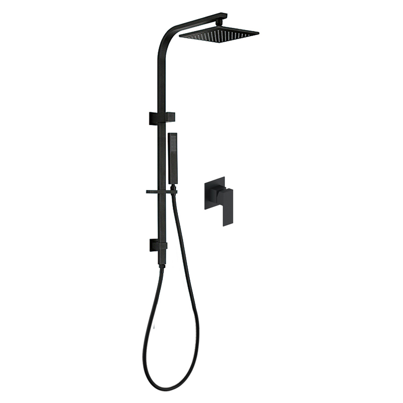 Matt black bathroom shower mixercube_concealed_shower_mixer_matt_black_Unterputz Duschsystem_Regendoucheset Inbouw Muur_NEUNAS_02239B