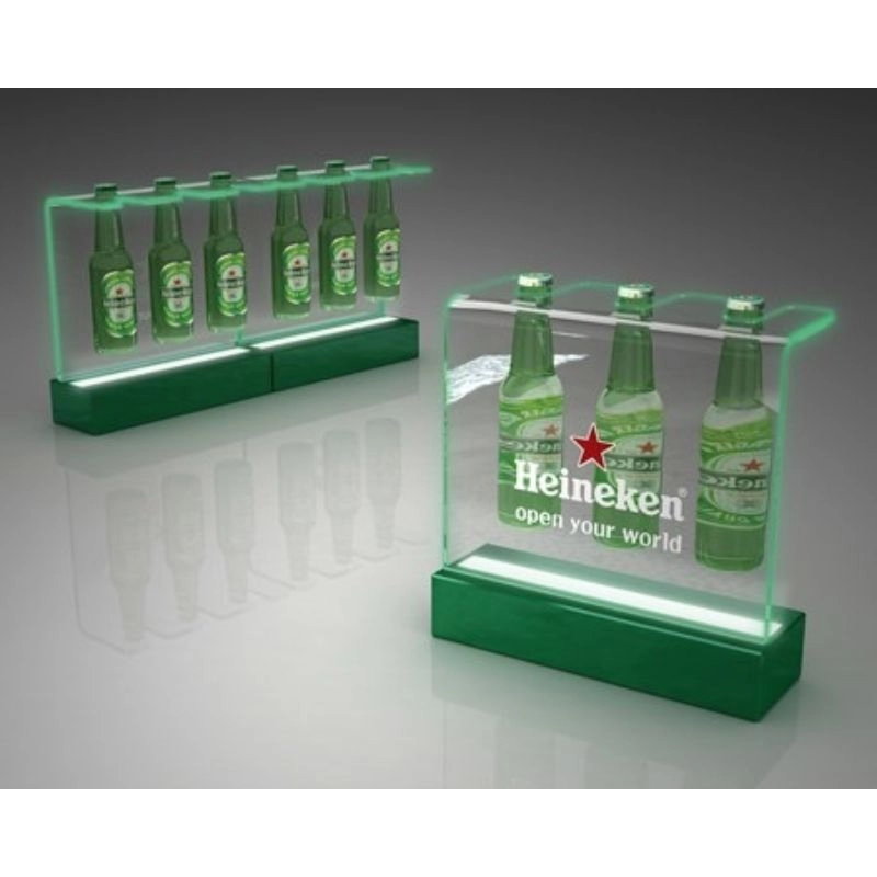 Aangepaste randverlichte acryl led-displaystandaard voor weergave van bierflesjes;