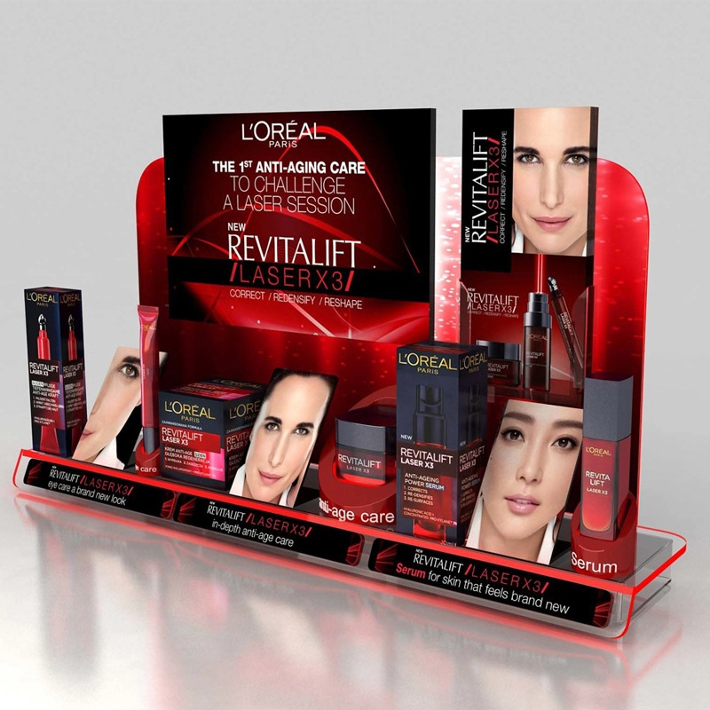 Korting cosmetische container vitrinestandaard op maat Gebruikt om make-up cosmetische display-standaard weer te geven