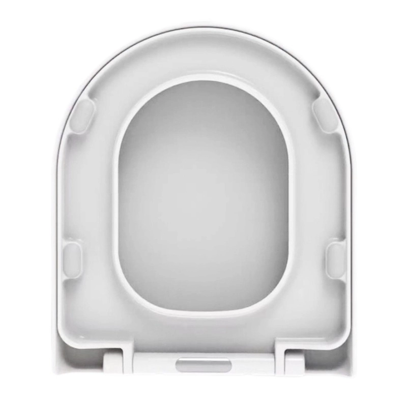 Robuuste toiletbril in kubusvorm, witte langwerpige toiletbril