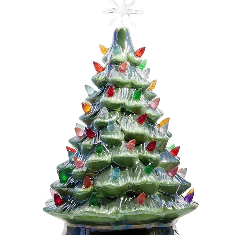 Handgeschilderde keramische tafelblad kerstboom licht vakantie decoratie