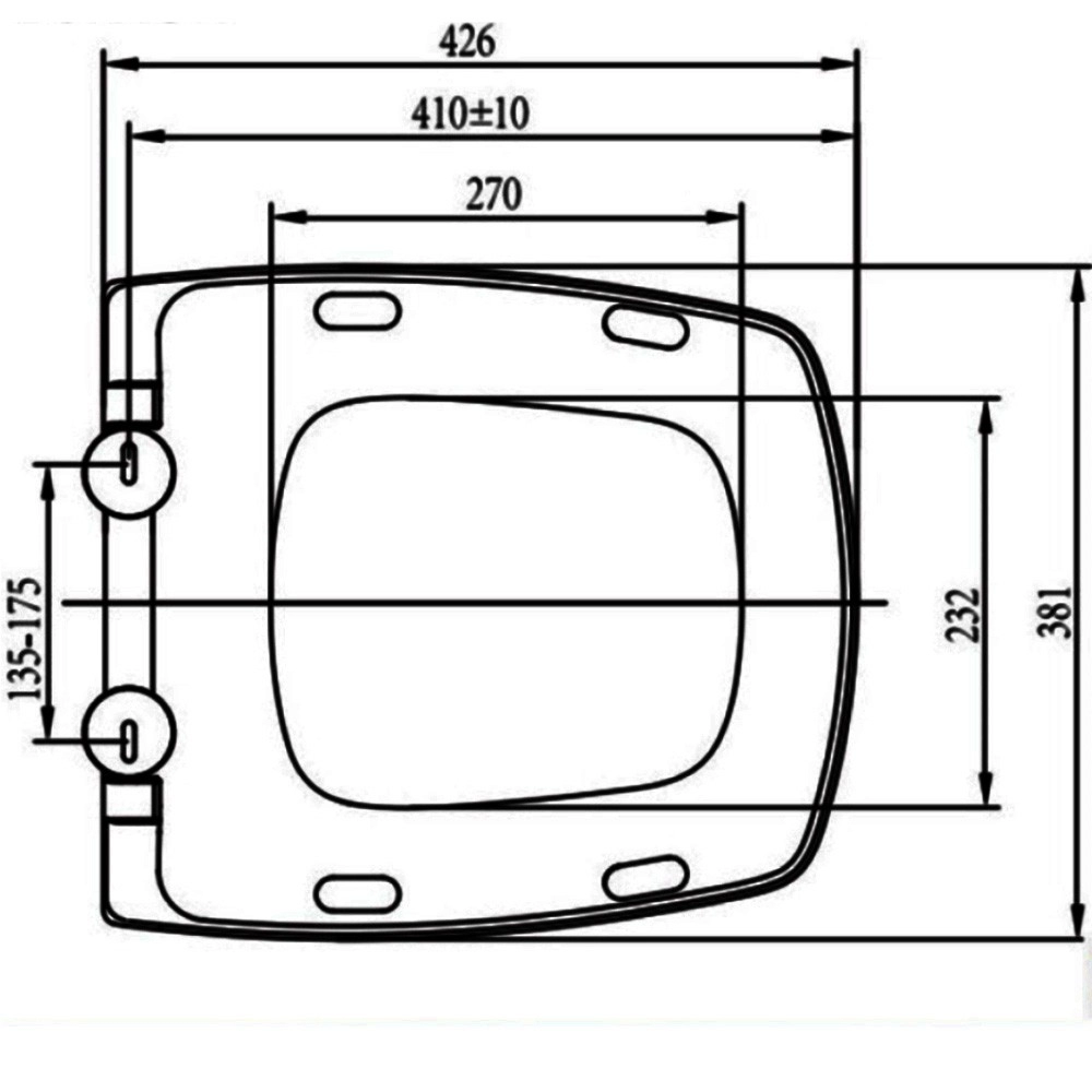 Hoek afgeronde rechthoekige wc-bril Vierkant type toiletdeksel voor doucheruimte