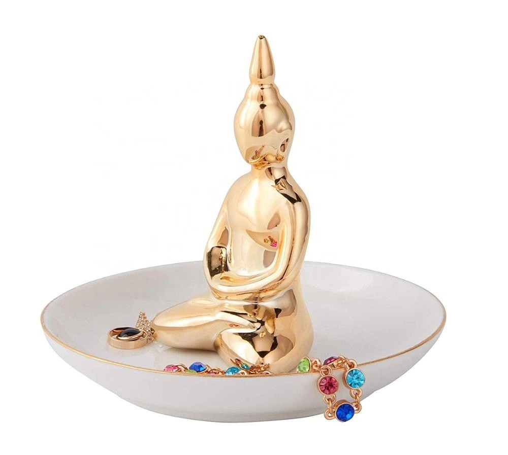 Porseleinen Zegen Boeddha Keramische Ring Houder Sieraden Lade