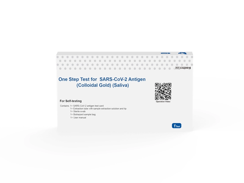 Eenstapstest voor SARS-CoV-2-antigeen (colloïdaal goud) (speeksel)
