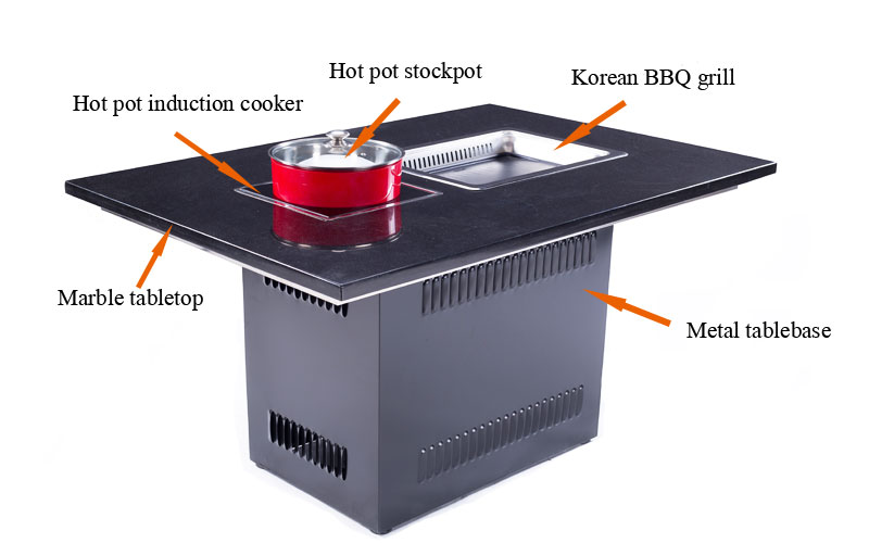 Ingebouwde Type Koreaanse Hot-pot Bbq Grilltafels structuur-CENHOT