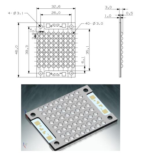 Chip met UV-LED-modules met hoge intensiteit